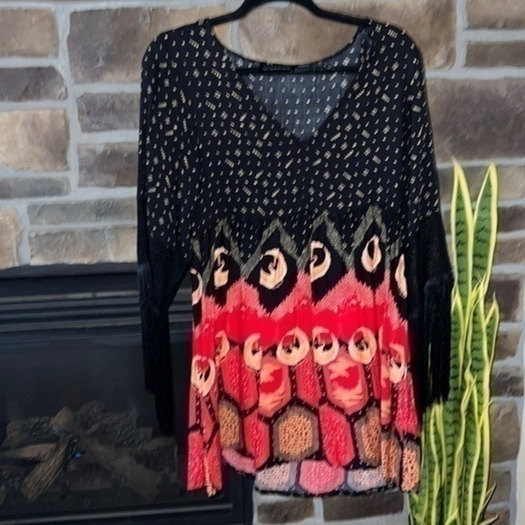 Mink Pink Fringe Sleeve Swim Coverup Size X Small - Picture 1 of 8
